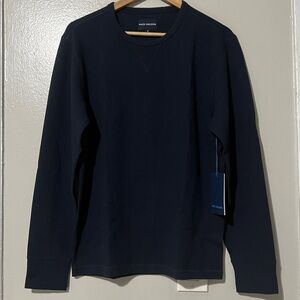 Mack Weldon WARMKNIT Waffle Long Sleeve Crew in Total Eclipse - Medium